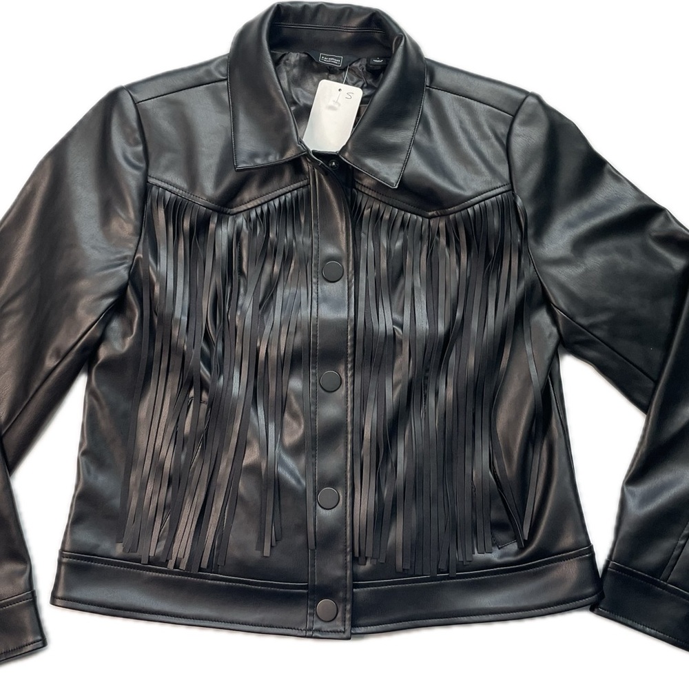 G by Giuliana Black Label Graphic Fringe Jacket